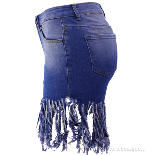 women's tassels denim shorts